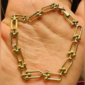 18K Saudi Gold Mini Hardware Bracelet 7. 7.5 size Real Gold
